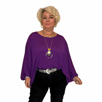OVERSIZED LOOSE FITTING BATWING BLOUSE / TOP WITH NECKLACE