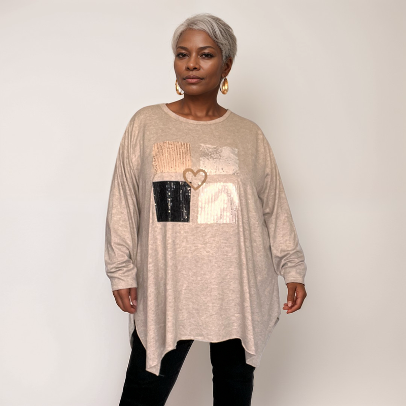 ROCKTHOSECURVES SEQUIN FINE KNITTED A-LINE SWING STYLE JUMPER / TOP