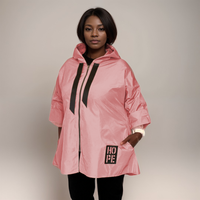 ROCKTHOSECURVES SHORT LENGTH A-LINE RAIN COAT / JACKET WITH HOOD