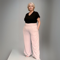 ROCKTHOSECURVES POCKET HIGH SMOCKED ELASTICATED WAIST WIDE LEG PALAZZO TROUSERS