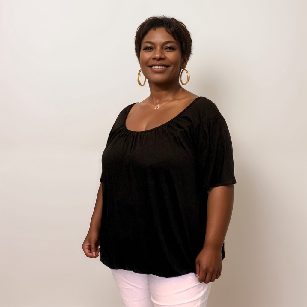 Plain Elasticated Neck & Waist T-Shirt