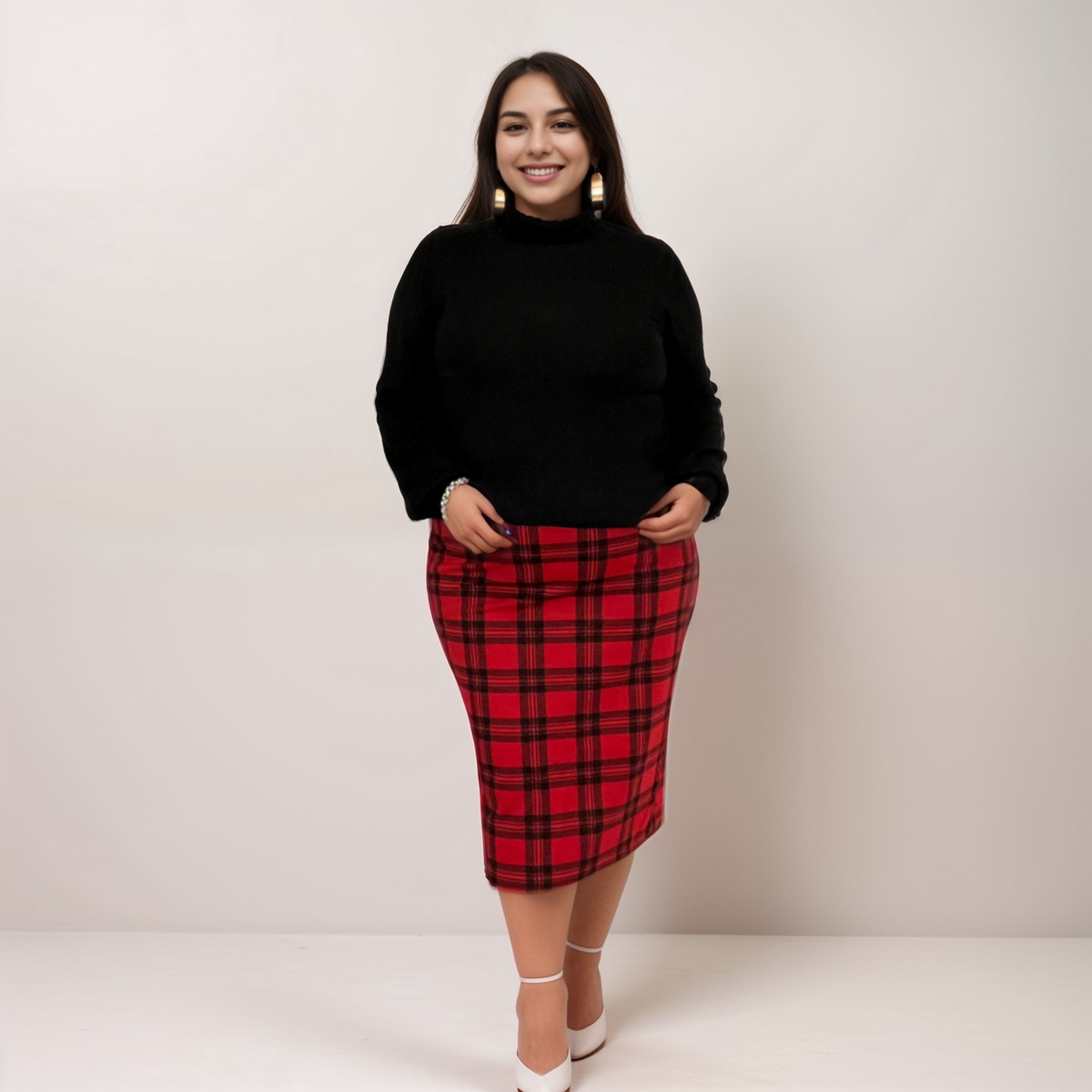 Plaid skirt elastic waistband best sale