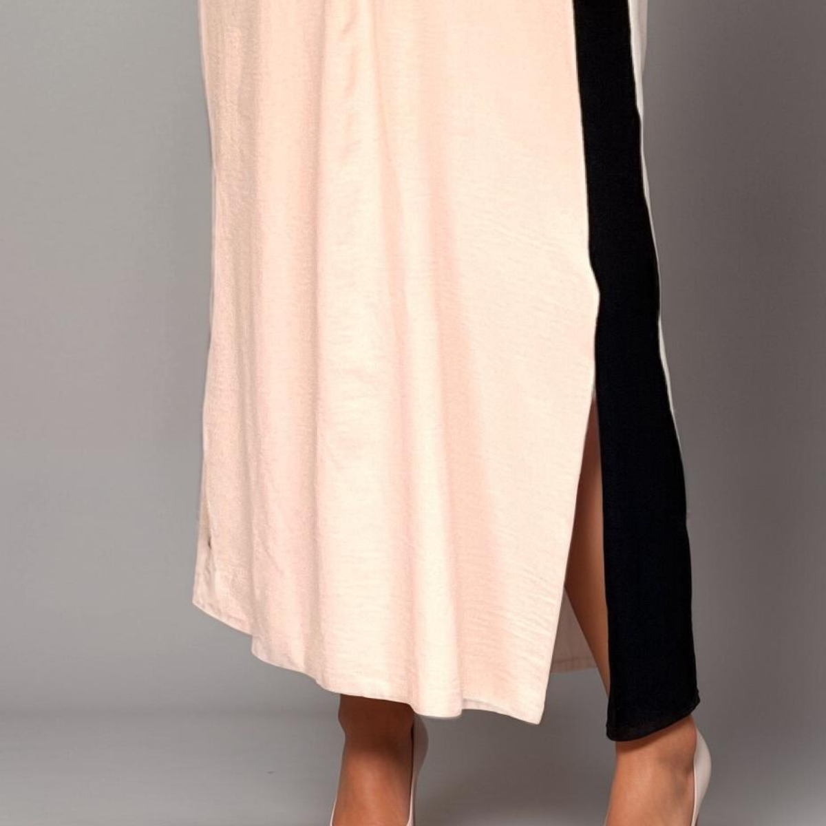 PANEL EDGED FRILLED CAP SLEEVE KAFTAN DRESS