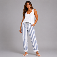 White Striped Joggers With Pockets