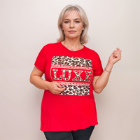 LUXE SHORT SLEEVE T-SHIRT WITH LEOPARD PANEL