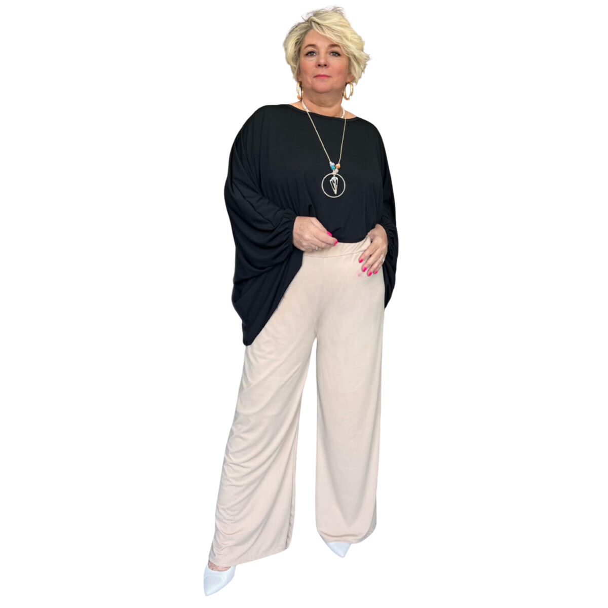 ROCKTHOSECURVES PLAIN ELASTICATED WAIST WIDE LEG PALAZZO TROUSERS