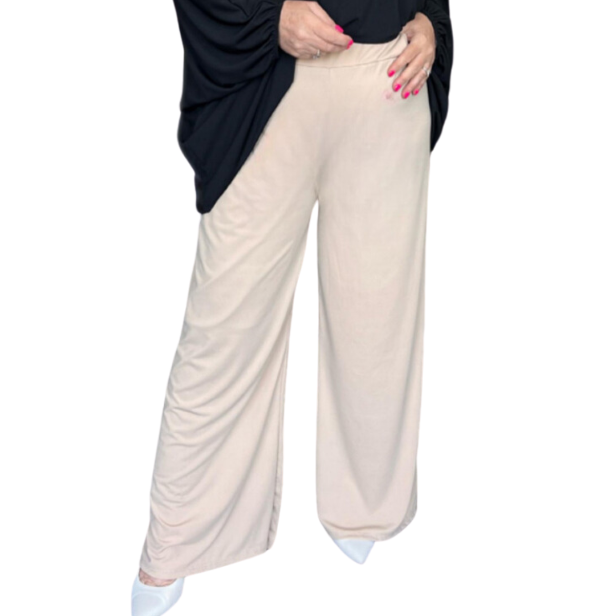 ROCKTHOSECURVES PLAIN ELASTICATED WAIST WIDE LEG PALAZZO TROUSERS