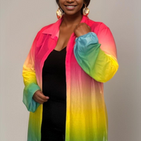 ROCKTHOSECURVES MULTI COLOURED LONG LENGTH SHIRT / BLOUSE