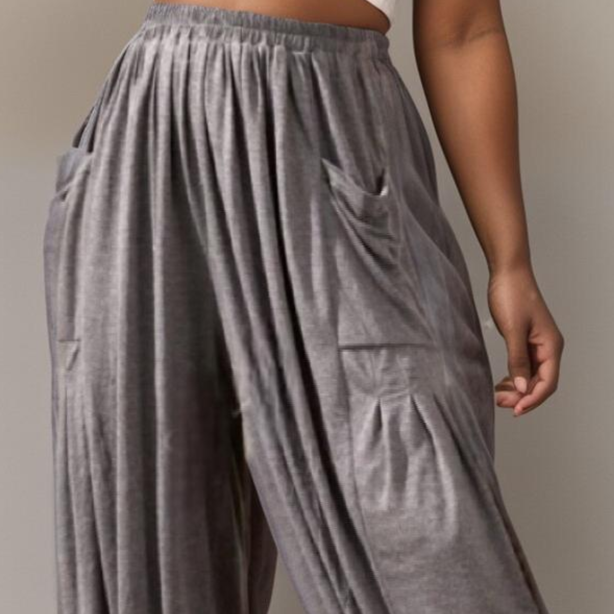 ROCKTHOSECURVES CHARCOAL BAGGY FIT HAREM PANTS WITH FRONT POCKETS