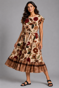 Floral dress with tie belt