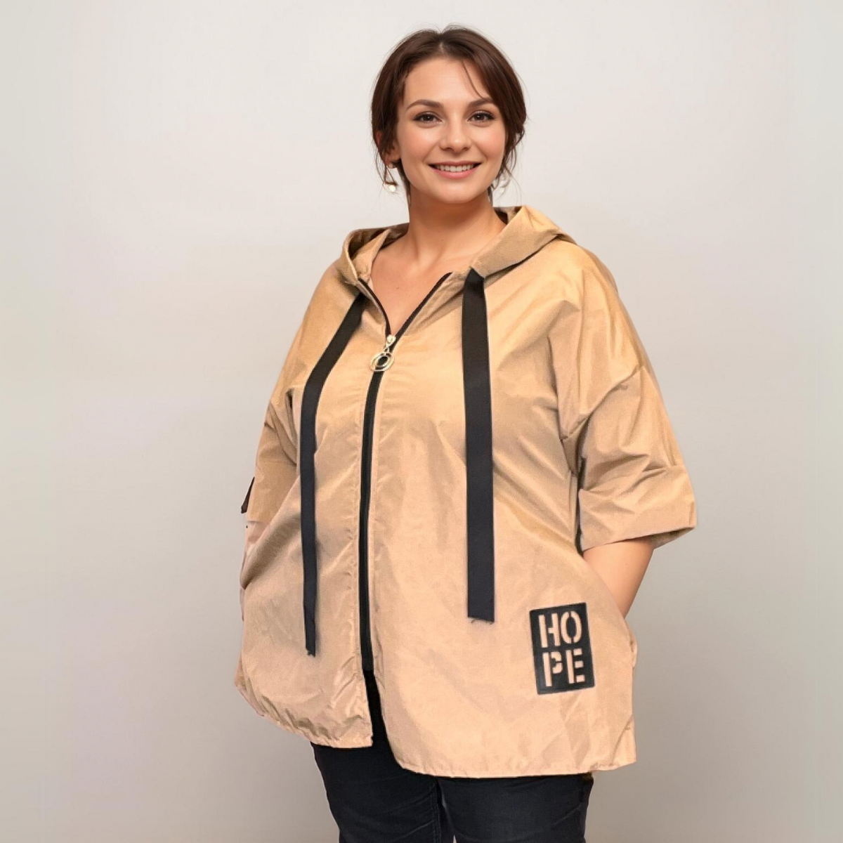 ROCKTHOSECURVES SHORT LENGTH A LINE RAIN COAT JACKET WITH HOOD rockthosecurves