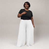 ROCKTHOSECURVES PLAIN STRETCHY WIDE LEG ELAST WAIST PALAZZO TROUSERS