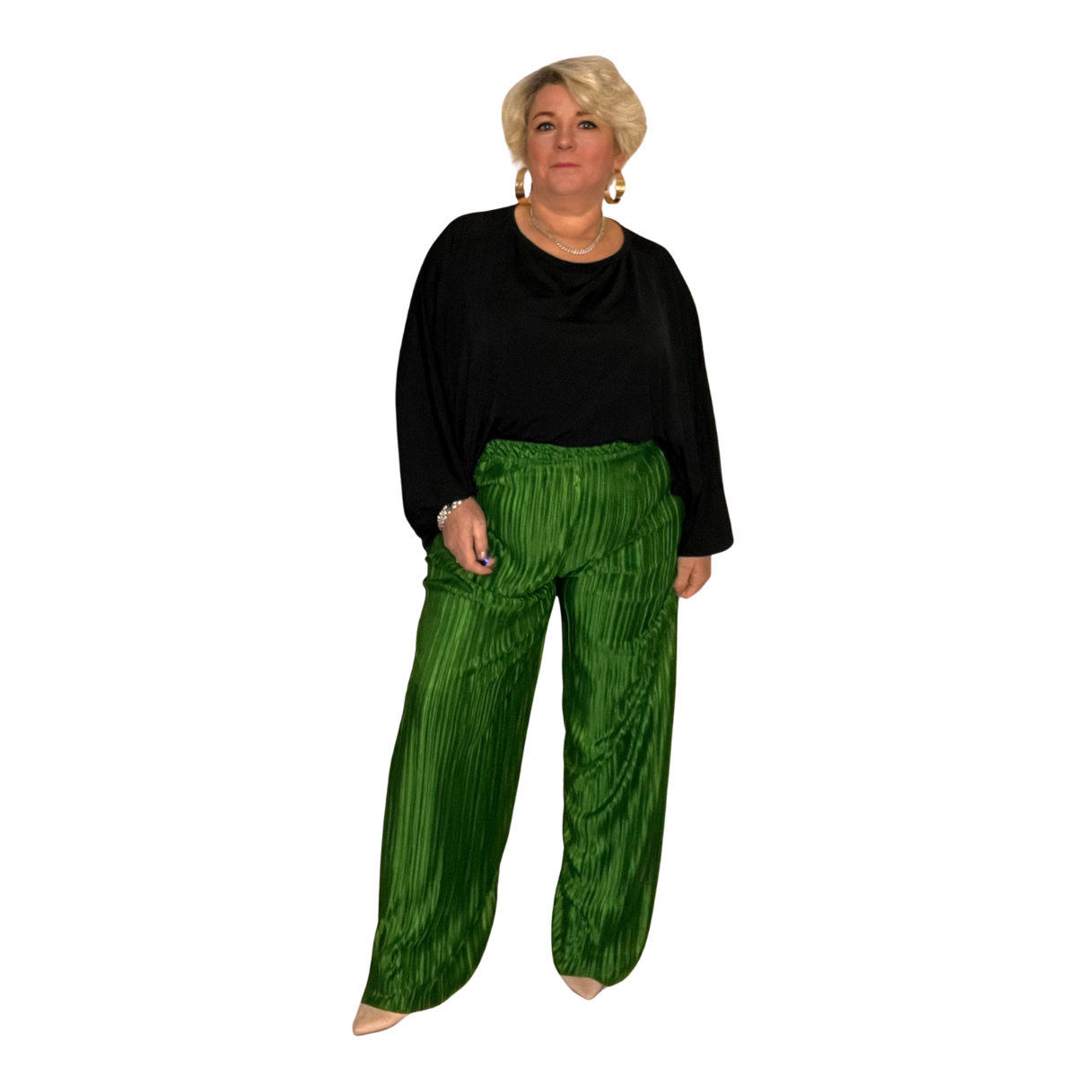 ROCKTHOSECURVES CRINKLE PLEATED ELASTIC WAIST TROUSERS