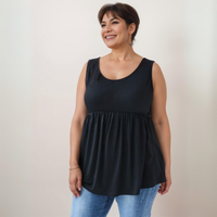 ROCKTHOSECURVES BLACK SLEEVELESS LONG TUNIC PEPLUM TOP VEST