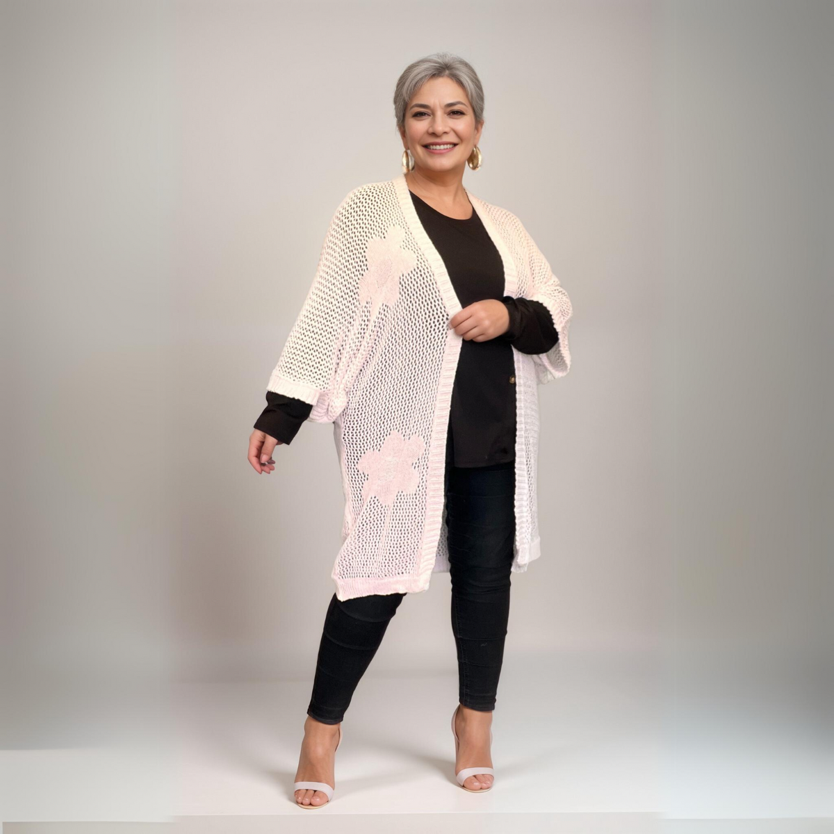 ROCKTHOSECURVES BATWING CROCHET LONG CARDIGAN