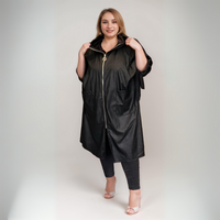 ROCKTHOSECURVES FAUX LEATHER LONG LENGTH COAT WITH SIDE SPLITS