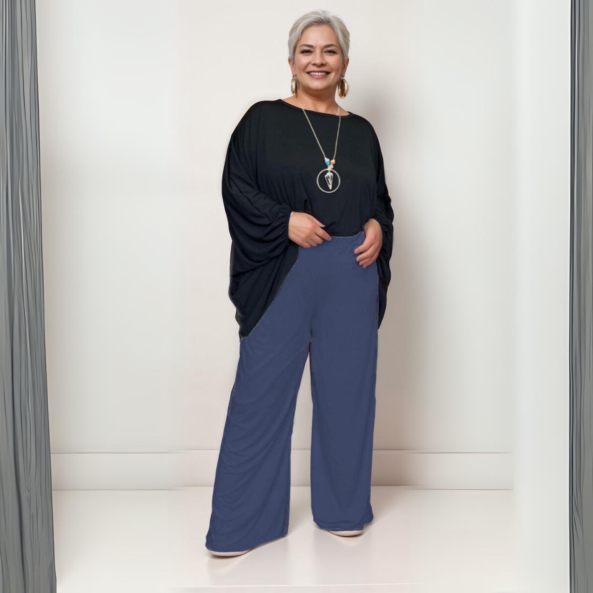 ROCKTHOSECURVES PLAIN ELASTICATED WAIST WIDE LEG PALAZZO TROUSERS