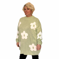 LONG LENGTH TURTLE NECK JUMPER WITH FLOWERS