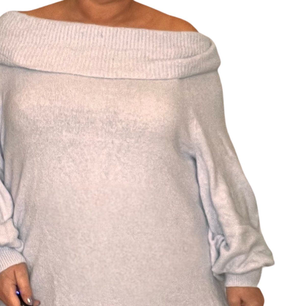 SOFT KNITTED LONG LENGTH OFF SHOULDER JUMPER