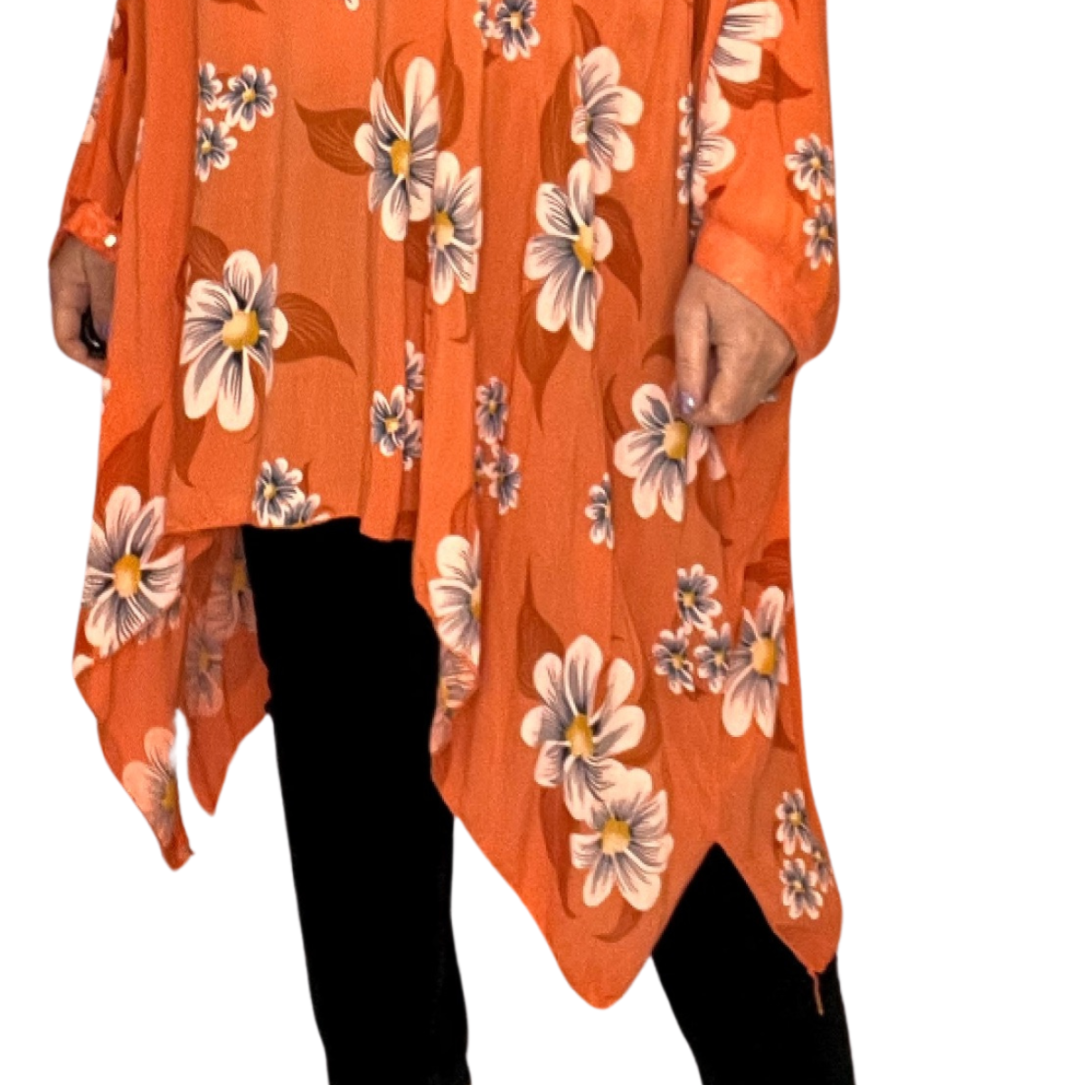 ROCKTHOSECURVES FLORAL OVERSIZED KAFTAN / BLOUSE WITH SEQUIN CUFFS