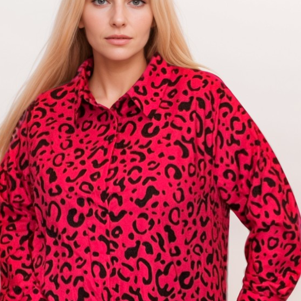 ROCKTHOSECURVES BRIGHT PINK LEOPARD PRINT SHIRT / BLOUSE