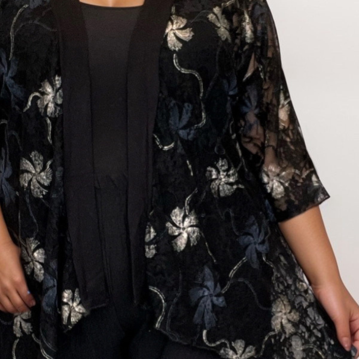 ROCKTHOSECURVES BLACK LACE BUTTON SLEEVE JACKET