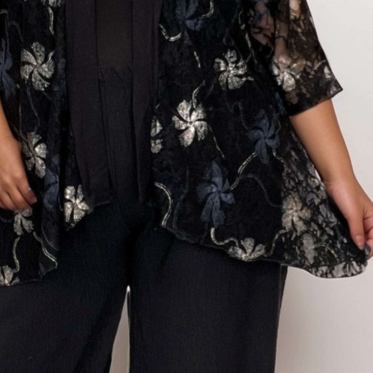 ROCKTHOSECURVES BLACK LACE BUTTON SLEEVE JACKET