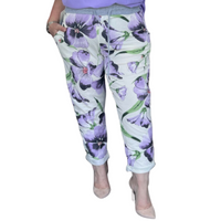 BRIGHT FLORAL ELASTIC WAIST JOGGERS WITH SIDE POCKETS