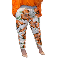 BRIGHT FLORAL ELASTIC WAIST JOGGERS WITH SIDE POCKETS
