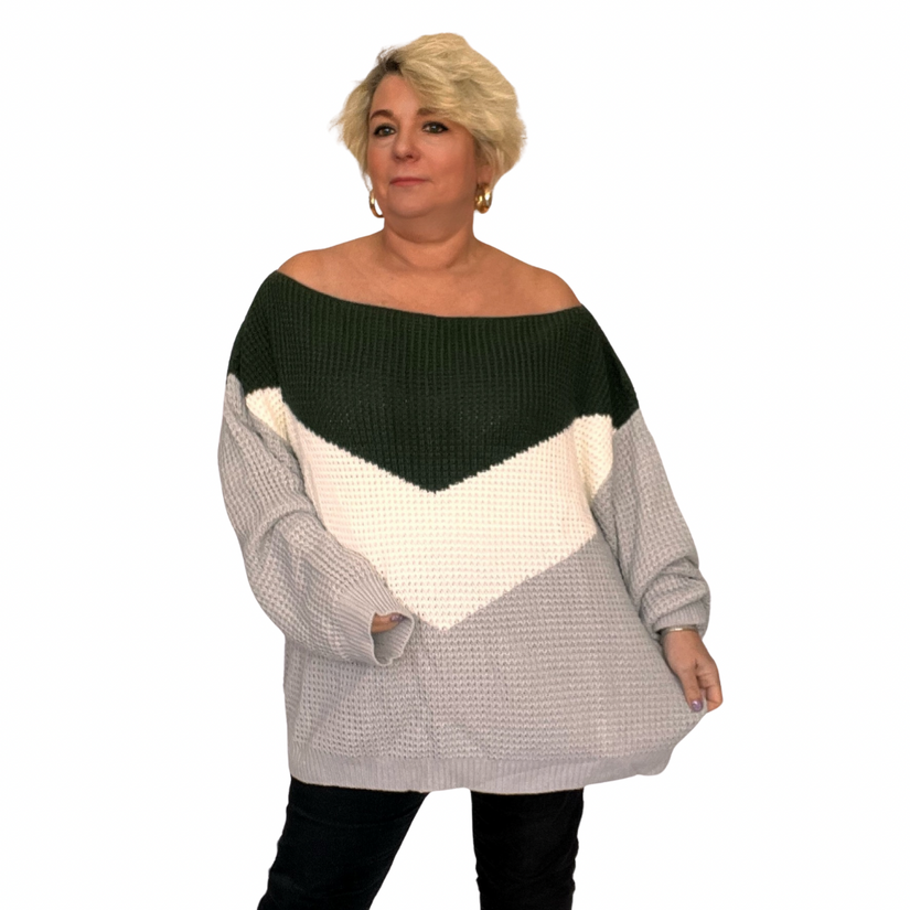 OFF SHOULDER LOOSE VITTING V PANEL JUMPER