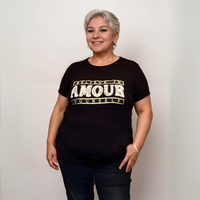 ROCKTHOSECURVES AMOUR SHORT SLEEVE T-SHIRT GOLD STITCHING