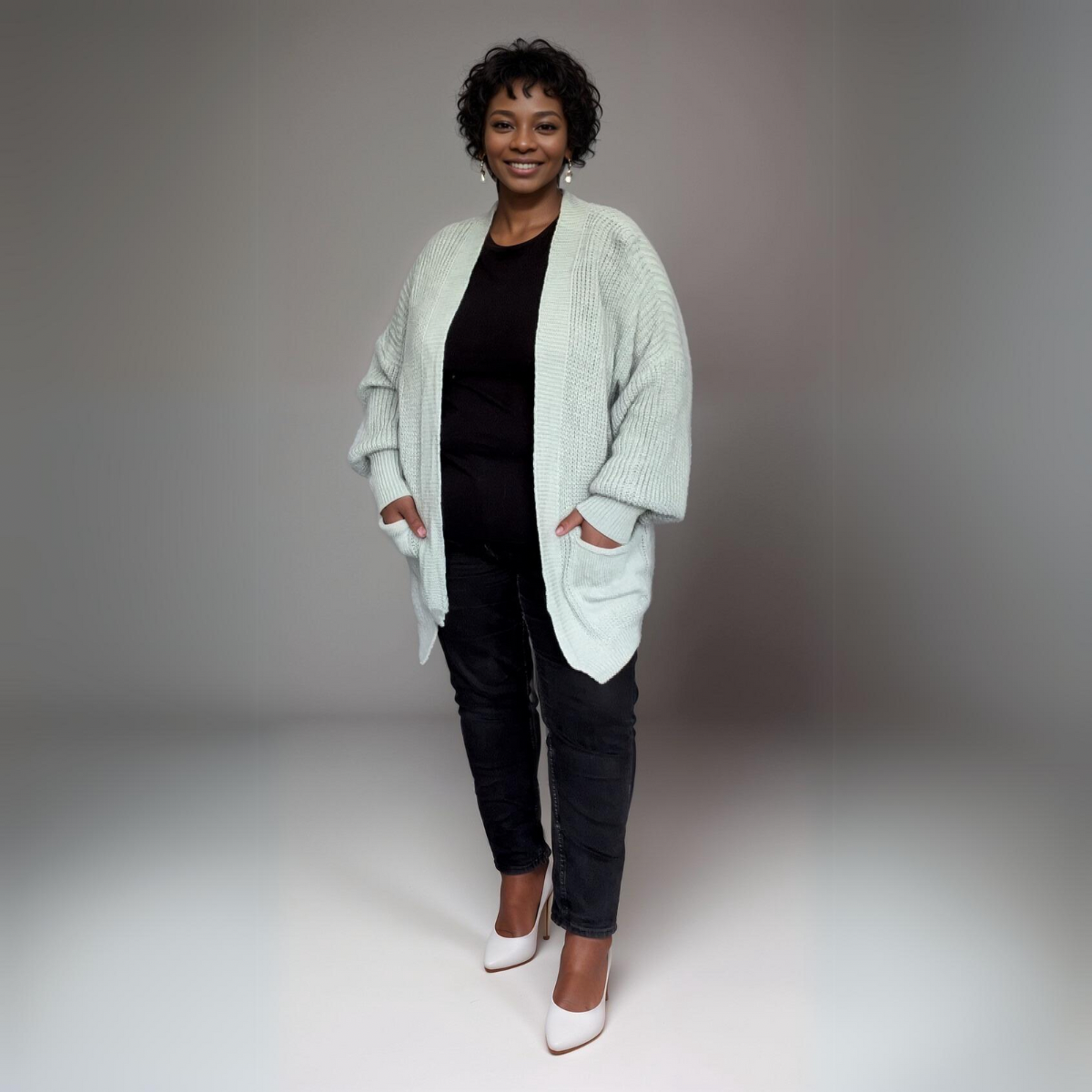 ROCKTHOSECURVES OPEN FRONT CARDIGAN WITH FRONT POCKETS