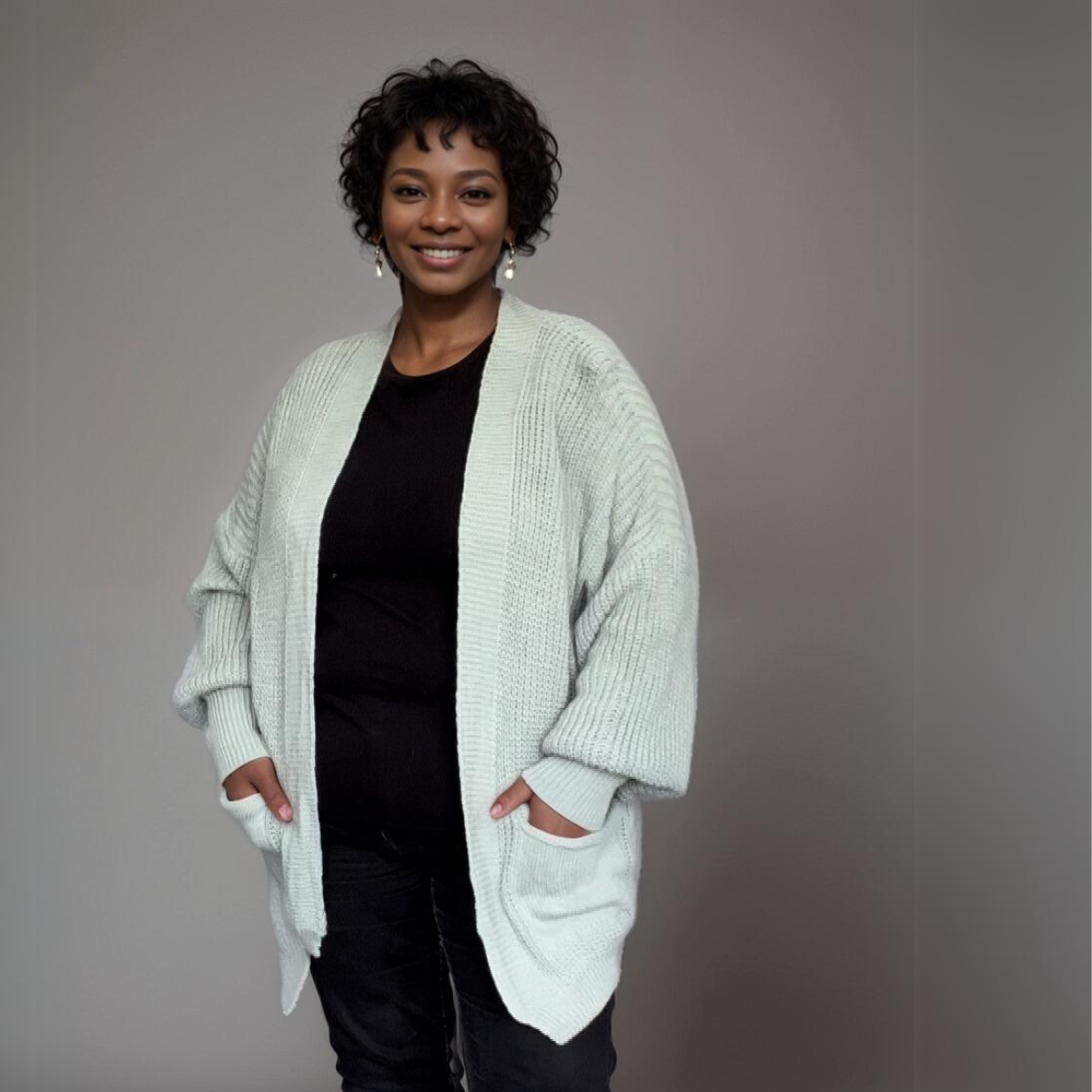 ROCKTHOSECURVES OPEN FRONT CARDIGAN WITH FRONT POCKETS