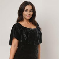 ROCKTHOSECURVES CRUSHED VELVET OFF SHOULDER DRESS