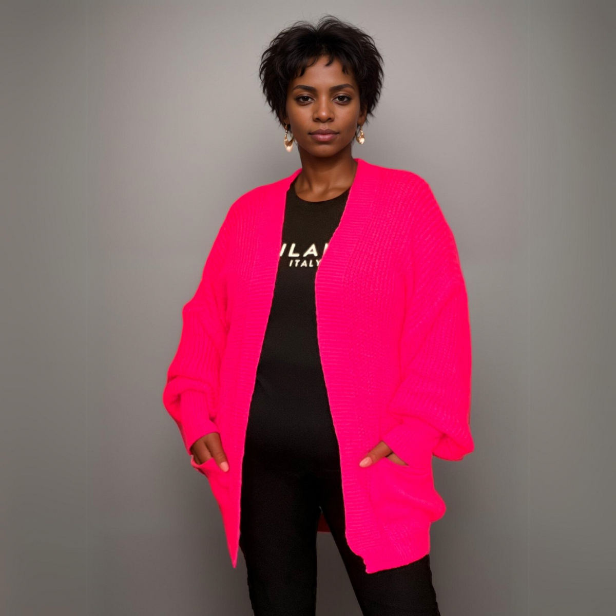 ROCKTHOSECURVES OPEN FRONT CARDIGAN WITH FRONT POCKETS