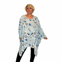 FLORAL OVERSIZED KAFTAN / BLOUSE WITH SEQUIN CUFFS