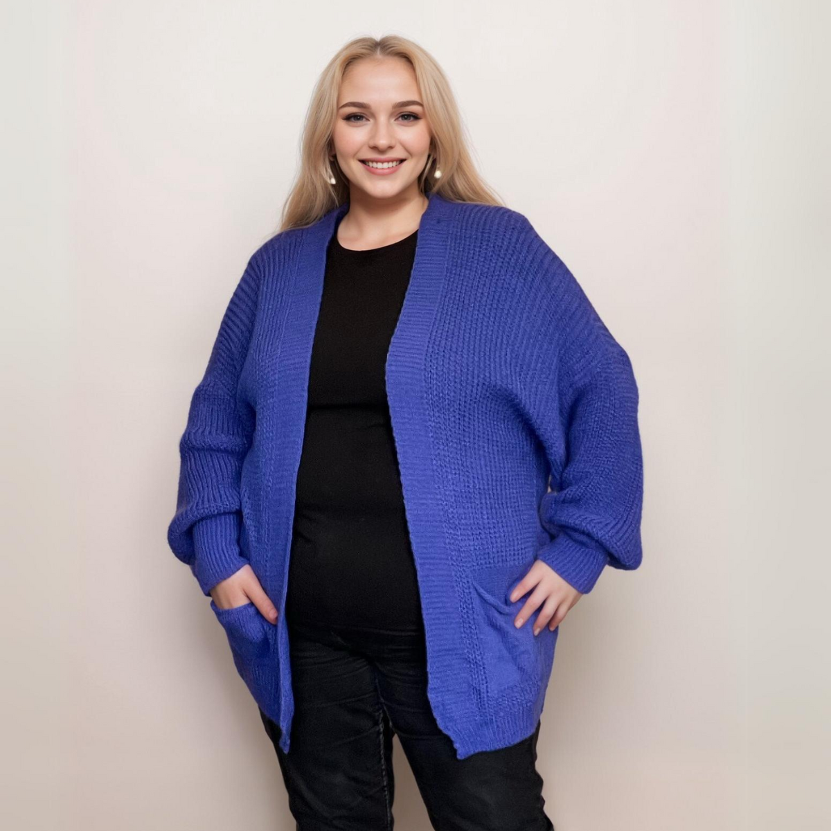 ROCKTHOSECURVES OPEN FRONT CARDIGAN WITH FRONT POCKETS