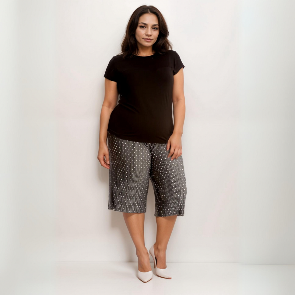 ROCKTHOSECURVES POLKA DOT CRINKLE PLEATED ELASTIC WAIST CULOTTES / LONG SHORTS