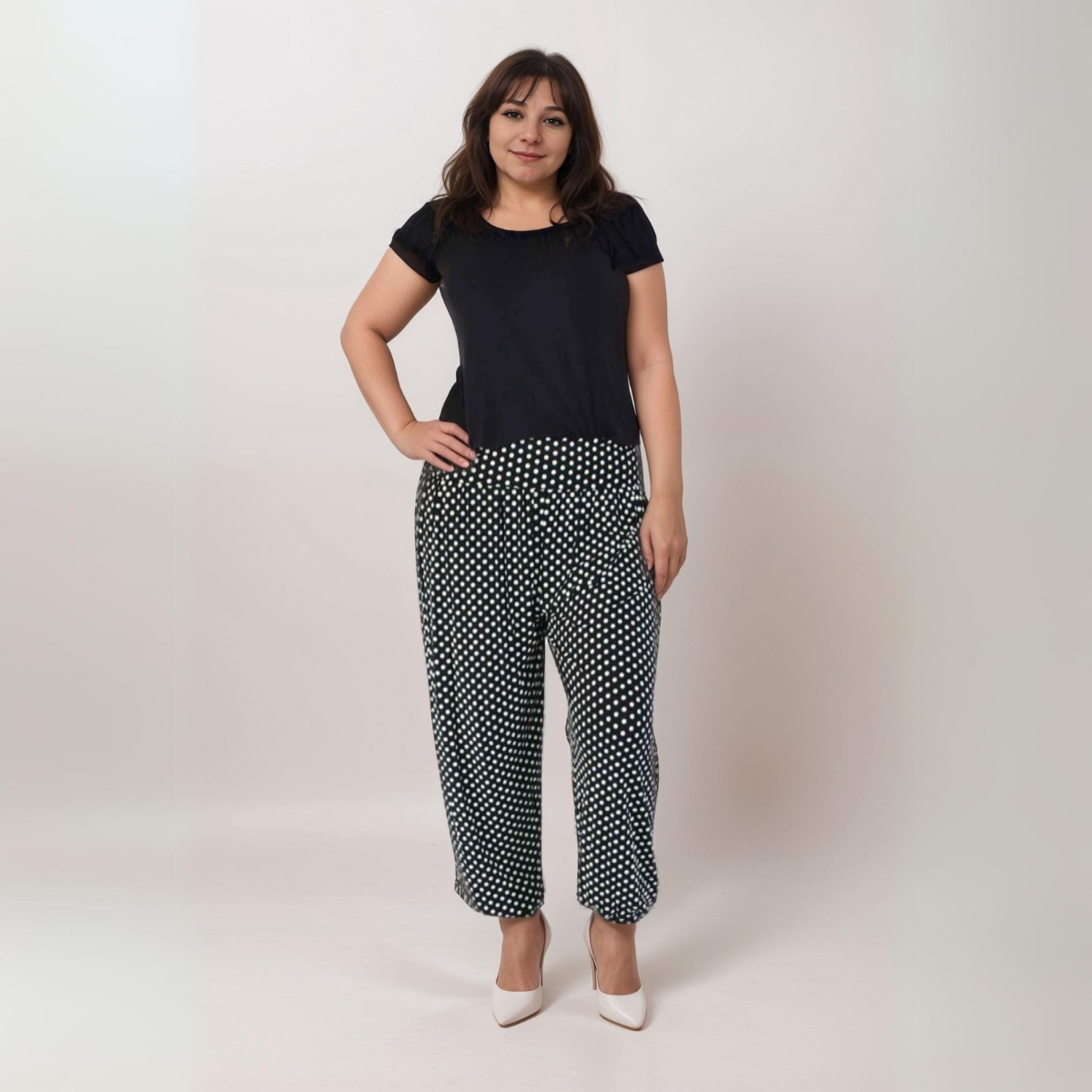 ROCKTHOSECURVES POLKA DOT HIGH RISE HAREM PANTS ALI BABA TROUSERS