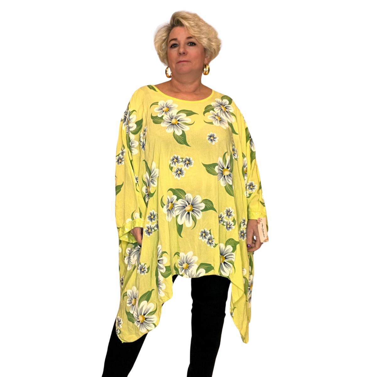 ROCKTHOSECURVES FLORAL OVERSIZED KAFTAN / BLOUSE WITH SEQUIN CUFFS