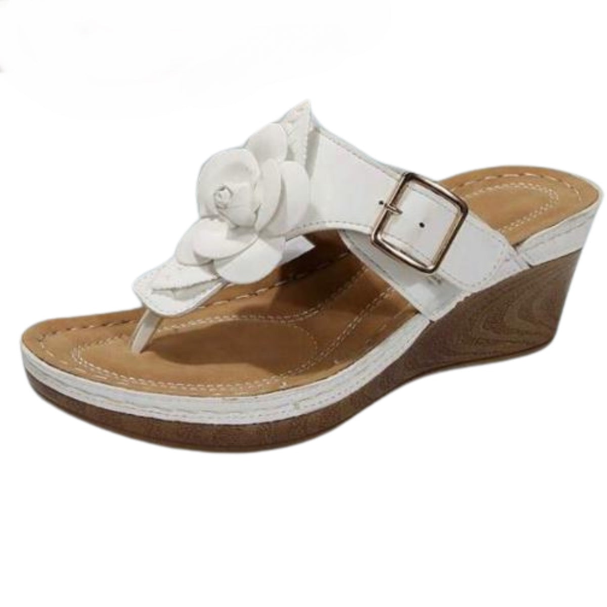 Brown Flower-Accent Sandal - Women | Womens sandals wedges, Casual shoes  women, Comfortable wedges sandals