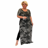 BLACK SILVER SPARKLY SHORT SLEEVE LONG MAXI TOP WITH SIDE SPLITS