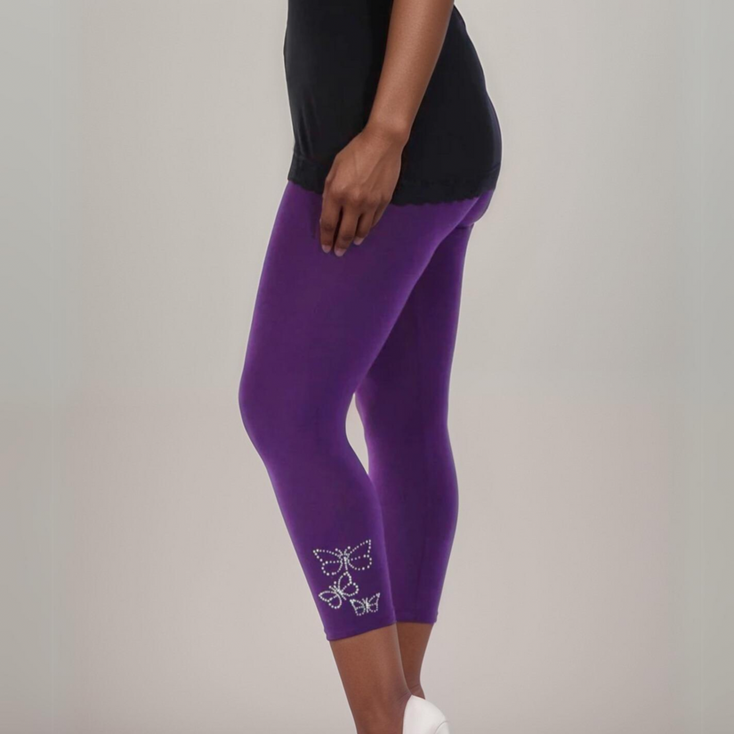 ROCKTHOSECURVES STUDDED BUTTERFLY 3/4 CAPRI LEGGINGS