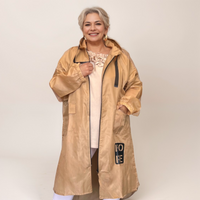 ROCKTHOSECURVES DIPPED HEM LONG LENGTH LINED RAIN MAC WITH HOOD