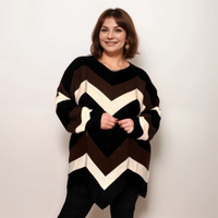 ROCKTHOSECURVES ZIG ZAG KNITTED LIGHTWEIGHT JUMPER