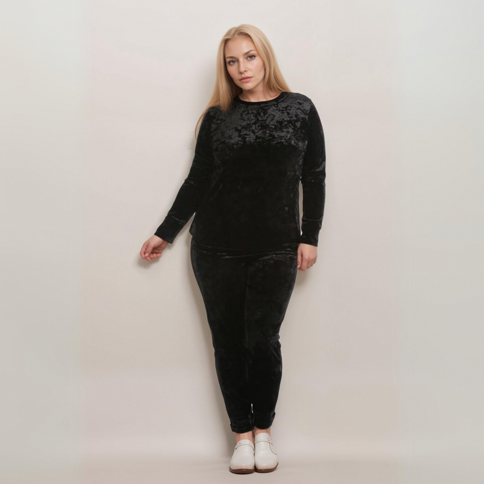 ROCKTHOSECURVES CRUSHED VELVET TRACKSUITBlack / UK 14