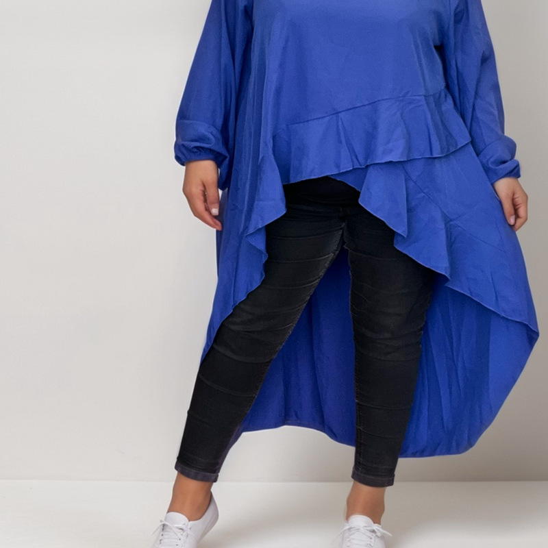 ROCKTHOSECURVES LONG FRILLED DIPPED HEM TOP