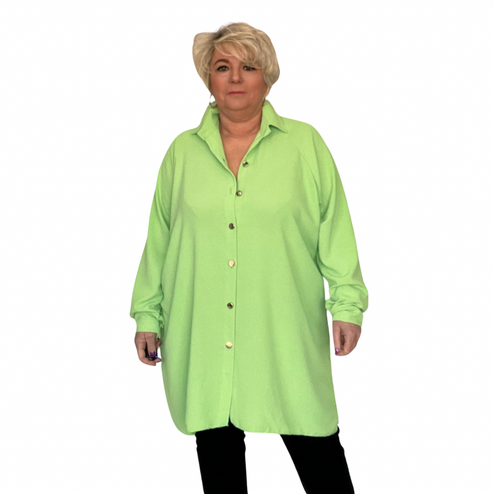 OVERSIZED LONG DIPPED HEM SHIRT WITH PLEATED BACKGREEN / UK 16-18