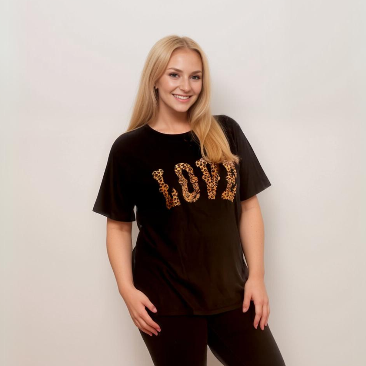 ROCKTHOSECURVES LEOPARD LOVE SHORT SLEEVE BOYFRIEND T-SHIRT / TOP