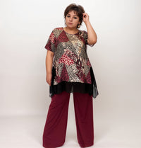 ROCKTHOSECURVES TWO PIECE LOOSE FITTING PLAIN PALAZZO TROUSERS + LONG TOP OUTFIT SET